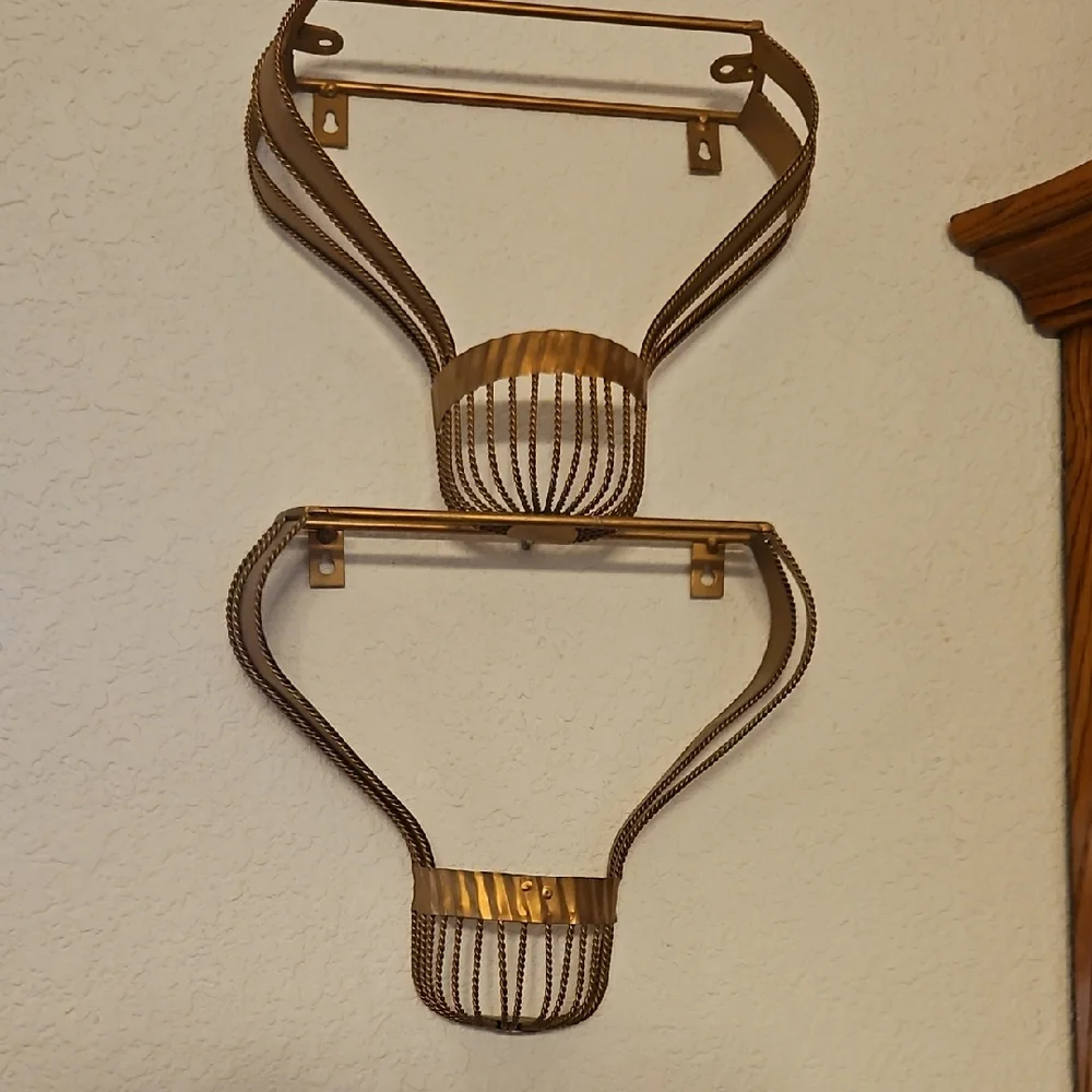 Source Unknown Gold Wall Display Shelves